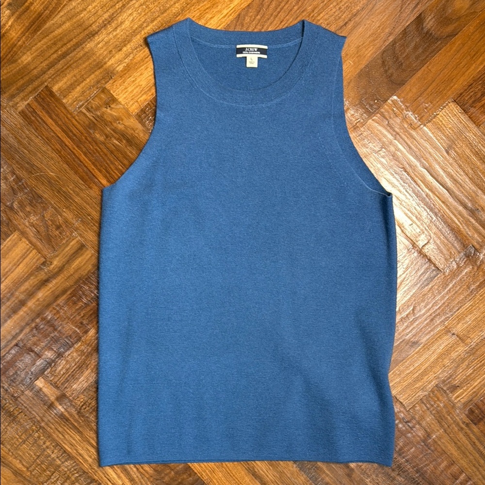J Crew Cashmere Blue Sleeveless Shirt